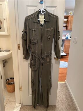 Da-Nang Olive Green Zipper Utility Jumpsuit — RARE
